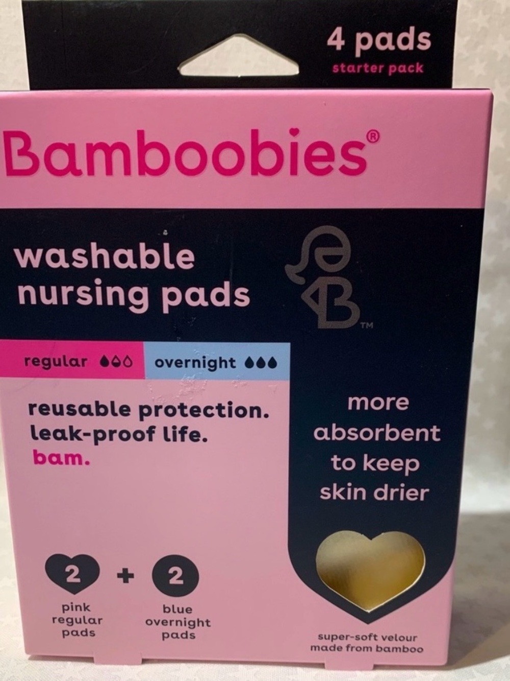 BAMBOOBIES Washable Nursing Pads 2 boxes of 4